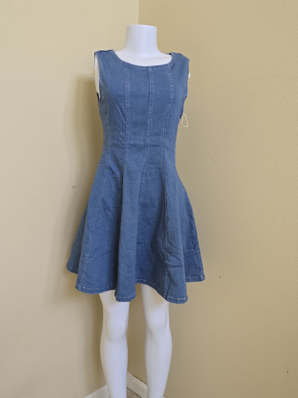 Sleeveless Denim Midi Dress in Blue